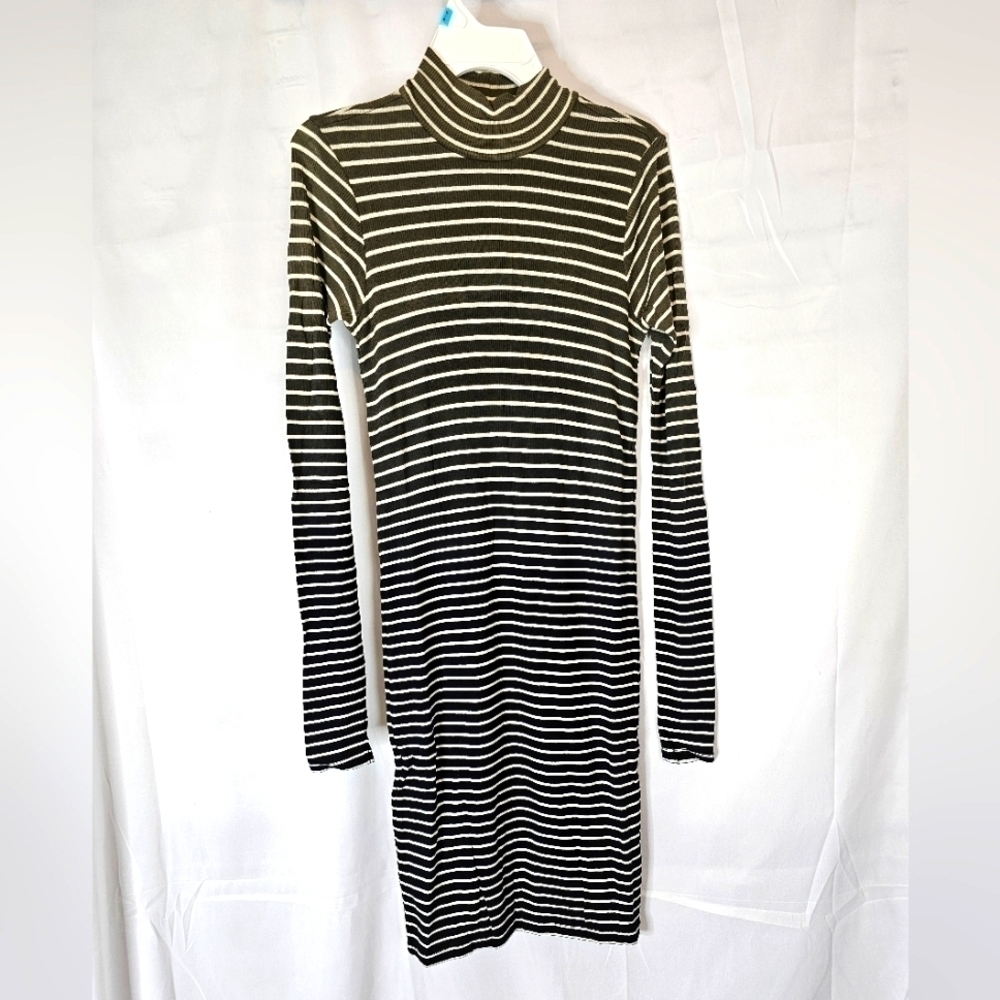 Atm Anthony Thomas Melillo sz XS black green dip dye ribbed mock neck dress NWT